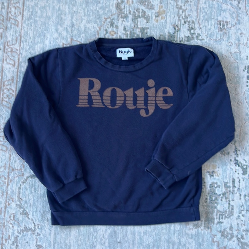 Rouje Navy Blue 100% Cotton Logo Crewneck Tomas Sweatshirt Size 38/M